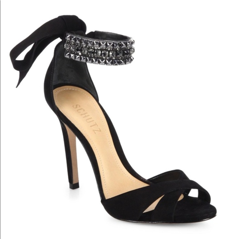 Schutz Larazee black suede ankle sandals 7